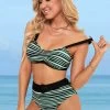 High Waisted Color Block Striped Bikini Set
