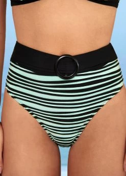 High Waisted Color Block Striped Bikini Set -Modlily 287621 P 16370487228392