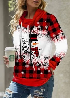 Red Drawstring Plus Size Christmas Print Sweatshirt 9 Red Drawstring Plus Size Christmas Print Sweatshirt -Modlily 288342 P 1640153966445
