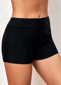 Mid Waisted Black Skinny Swimwear Shorts -Modlily 288531 P 16403389098972