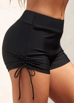 Mid Waisted Plus Size Black Swim Shorts -Modlily 288532 P 16473128442132 1