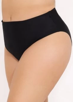 Mid Waist Black Bikini Bottom For Women -Modlily 288534 P 16415204691202