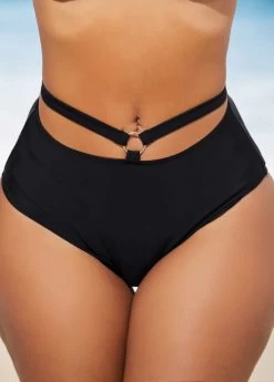 High Waisted Black Halter Metal Ring Detail Bikini Set 8 High Waisted Black Halter Metal Ring Detail Bikini Set -Modlily 288757 P 16373077310663