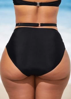 High Waisted Black Halter Metal Ring Detail Bikini Set 9 High Waisted Black Halter Metal Ring Detail Bikini Set -Modlily 288757 P 16373077316364