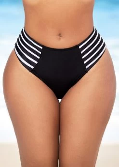 Striped Mid Waist Spaghetti Strap Bikini Set 11 Striped Mid Waist Spaghetti Strap Bikini Set -Modlily 288871 P 16371198820635