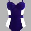 Spaghetti Strap Color Block One Piece Swimwear