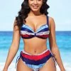 Mid Waist Color Block Drawstring Side Bikini Set