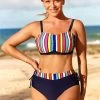 Rainbow Color High Waisted Striped Bikini Set
