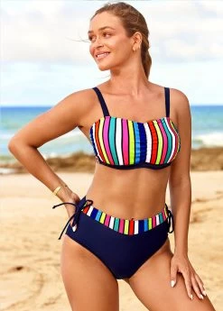 Rainbow Color High Waisted Striped Bikini Set -Modlily 289169 P 16397330593154