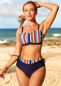 Rainbow Color High Waisted Striped Bikini Set -Modlily 289169 P 16397330593903