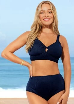 Navy Blue Wide Strap High Waisted Bikini Set 18 Navy Blue Wide Strap High Waisted Bikini Set -Modlily 289270 P 16478642233287