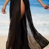 Black Side Slit High Waisted Beach Pants