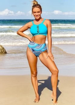 Metal Ring High Waisted Tribal Print Bikini Set -Modlily 289949 P 16393582627914
