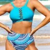 Metal Ring High Waisted Tribal Print Bikini Set