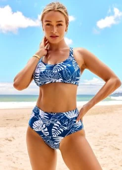 Lace Up High Waisted Tropical Print Bikini Set -Modlily 289951 P 16391334890373