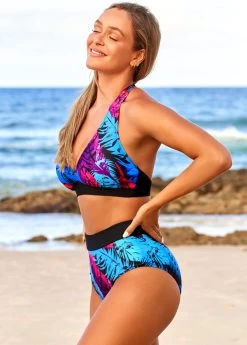 Feathers High Waisted Multi Color Halter Bikini Set 7 Feathers High Waisted Multi Color Halter Bikini Set -Modlily 289955 P 16393702331882