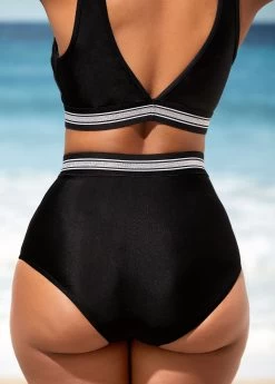 High Waisted Black Mesh Stitching Bikini Set 9 High Waisted Black Mesh Stitching Bikini Set -Modlily 290243 P 16381850443334