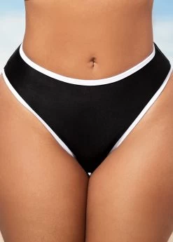 Black Contrast Stitch Cross Strap Bikini Set -Modlily 290262 P 16381851976863