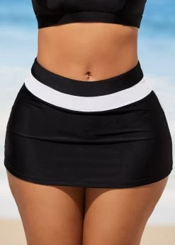 Contrast Mid Waist Black Bikini Set -Modlily 290325 P 16425025312694