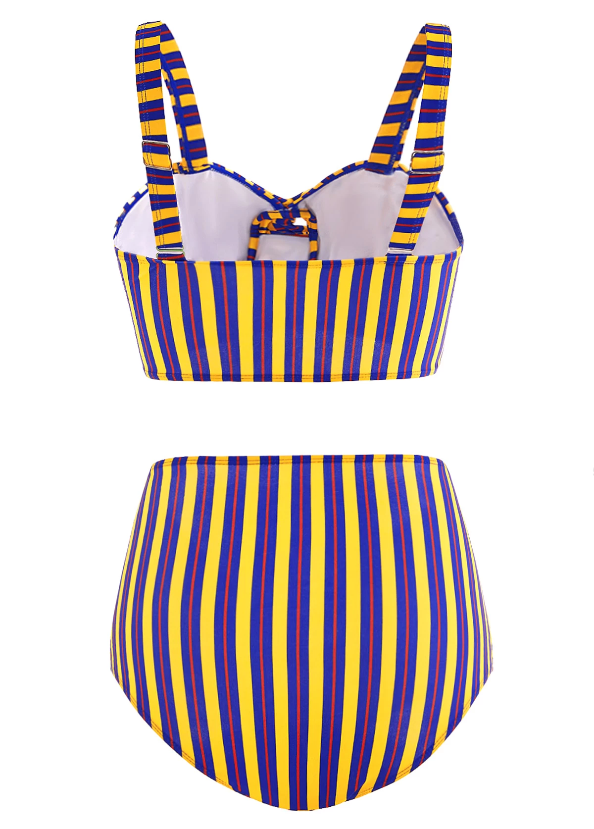 Striped High Waist Cross Front Cutout Bikini Set 2 Striped High Waist Cross Front Cutout Bikini Set - Image 2
