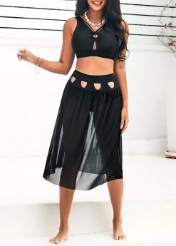 High Waisted Black Cutout Bikini Set -Modlily 291648 P 16400858366433