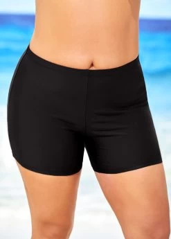 Plus Size Black High Waisted Swimwear Shorts