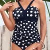 Polka Dot Navy Blue Tankini Set