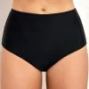 Black High Waisted Elastic Detail Swimwear Panty