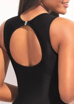 Lace Stitching Black Flounce One Piece Swimwear -Modlily 295581 P 16474852640054