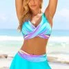 High Waisted Ombre Cyan Bikini Set