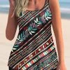 Floral Print Double Straps Multi Color Tankini Set
