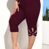Petal Shape Hollow Wine Red Plus Size Shorts