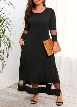 Black Pocket Plus Size Maxi Dress
