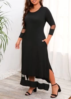 Black Pocket Plus Size Maxi Dress -Modlily 312804 P 16638092158092