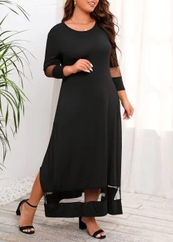 Black Pocket Plus Size Maxi Dress -Modlily 312804 P 16638092159104