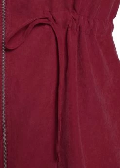 Wine Red Drawstring Plus Size Long Sleeve Coat -Modlily 317425 P 1665725803767