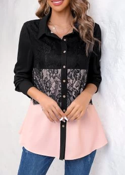 Plus Size Long Sleeve Shirt Collar Blouse -Modlily 317495 P 16730871806844