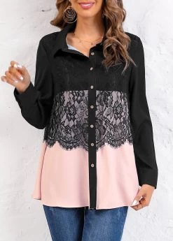 Plus Size Long Sleeve Shirt Collar Blouse -Modlily 317495 P 16730871809435