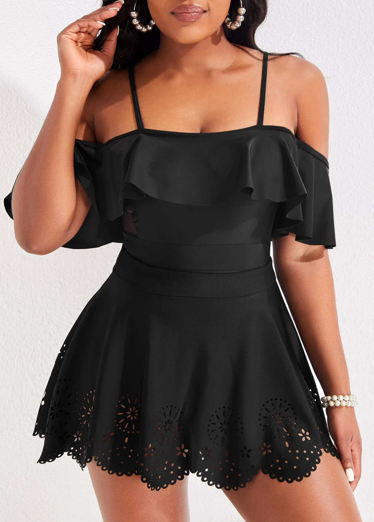 High Waisted Black Hollow Swim Skirt 5 High Waisted Black Hollow Swim Skirt - Image 5