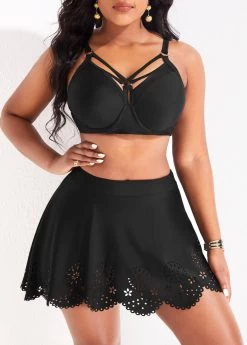 High Waisted Black Hollow Swim Skirt 9 High Waisted Black Hollow Swim Skirt -Modlily 318502 P 16711017806583