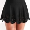 High Waisted Black Hollow Swim Skirt