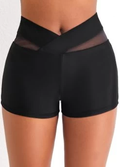 Mid Waisted Black Mesh Swim Shorts -Modlily 318517 P 16728332098862