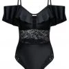 Lace Black Spaghetti Strap One Piece Swimwear