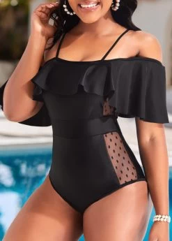 Lace Black Flounce One Piece Swimwear -Modlily 318547 P 16717921270622