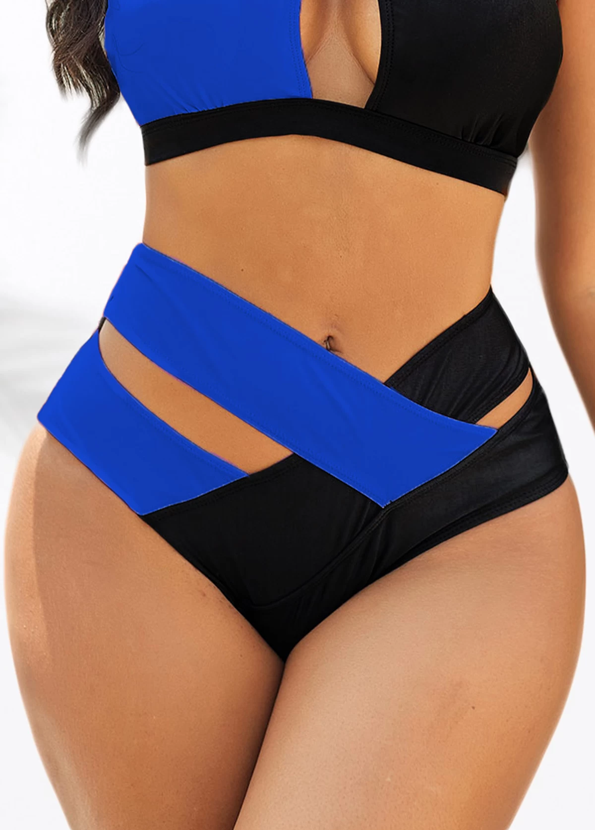 Criss Cross Contrast Blue Bikini Set 4 Criss Cross Contrast Blue Bikini Set - Image 4