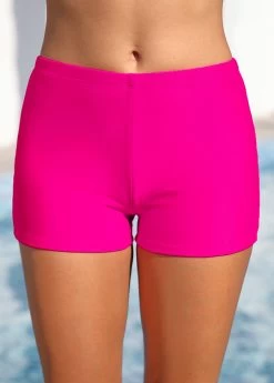 Mid Waisted Hot Pink Swim Shorts
