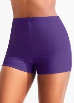 Mid Waisted Dark Purple Swimwear Shorts 5 Mid Waisted Dark Purple Swimwear Shorts -Modlily 319915 P 16739419773252