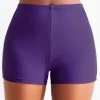 Mid Waisted Dark Purple Swimwear Shorts