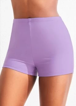 Mid Waisted Light Purple Swimwear Shorts 5 Mid Waisted Light Purple Swimwear Shorts -Modlily 319916 P 16833431127902