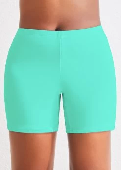 High Waisted Plus Size Mint Green Swim Shorts